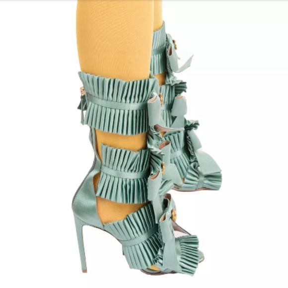 NIB$1250 Fausto Puglisi Pleated Bow Gladiator Heel - Picture 3 of 8
